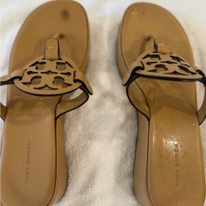 Tory Burch Brown Sandals with Logo Detail